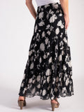 Black/White Flower Pleated Skirt