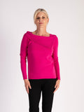 Fuchsia Boatneck Jumper with Crystal Embellishment