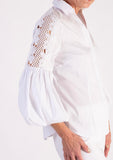 White Embroidered Puff Sleeves Shirt - Promotion Until 8th May 2024