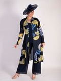 Navy/Yellow Plisse Pleated Shirt Dress With Belt Tie