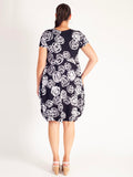 Navy/White Rose Print Short Sleeve Bubble Dress - Promotion Until 8th May 2024