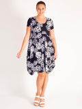 Navy/White Rose Print Short Sleeve Bubble Dress - Promotion Until 8th May 2024