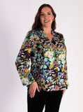 Glamorous Black/Multi Garden Flower Jacket with Gold Stud Fastenings