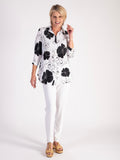 White/Black Floral Pintuck Shirt