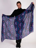 Navy/Pink Mosaic Inspired Floral Print Lightweight Scarf