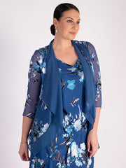 Bluebird Floral Print Silk Devore Layered Shrug
