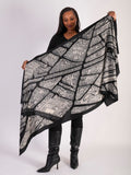 Black/White Paris Streets Illustration Lightweight Scarf