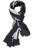 Black/White Paris Streets Illustration Lightweight Scarf