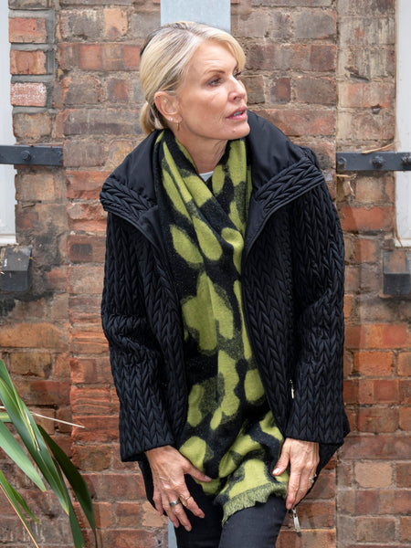 Lime/Black Leopard Print Heavyweight Scarf