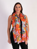 Purple/Multi Summer Bouquet Lightweight Cotton Scarf