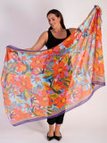 Purple/Multi Summer Bouquet Lightweight Cotton Scarf