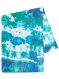 Blue/Green Watercolour Tie Dye Print Cotton Scarf