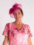 Fuchsia Feathers & Loops Fascinator