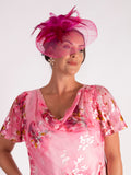 Fuchsia Feathers & Loops Fascinator