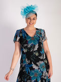 Turquoise Rose Feathers Fascinator