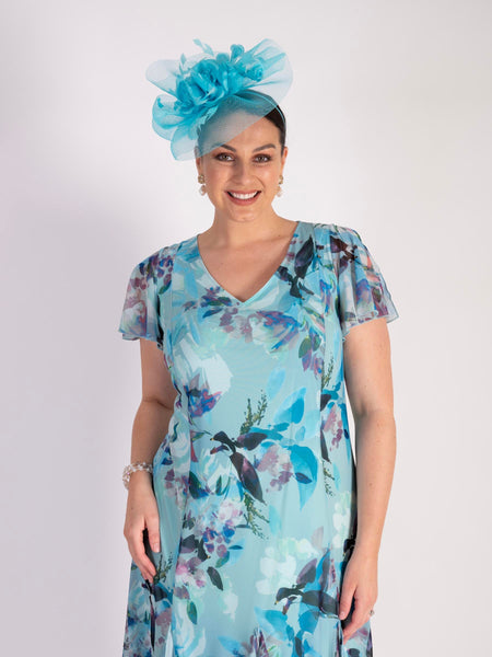 Turquoise Rose Feathers Fascinator