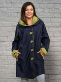 Navy/Spring Green Piped Reversible Raincoat