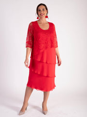 Poppy Lace Layered Chiffon Dress