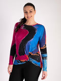 Pink/Multi Print Front Tie Jersey Top