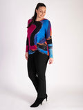 Pink/Multi Print Front Tie Jersey Top