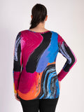 Pink/Multi Print Front Tie Jersey Top