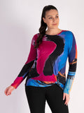 Pink/Multi Print Front Tie Jersey Top