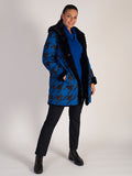 Blue Reversible Houndstooth Coat With Fur