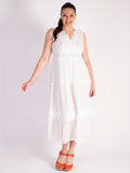 White Broderie Anglaise Tiered Sleeveless Dress