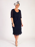Navy Multi Layered Chiffon Dress