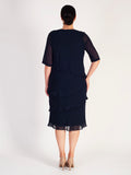 Navy Multi Layered Chiffon Dress