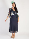 Pewter Bias Cut Chiffon Dress