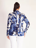 Navy/Marine Abstract Garden Print Linen Jacket - Promotion Until 8th May 2024