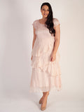 Champagne Rosé Crush Pleat Layered Dress