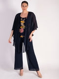 Navy Chrysanthemum Print Silk Devoree Camisole