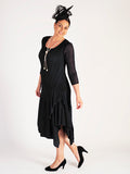 Black Layered Crush Pleat Dress
