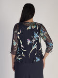 Pewter Turquoise/Lime Iris Floral Print Silk Devoree Shrug - Promotion Until 8th May 2024