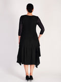 Black Layered Crush Pleat Dress