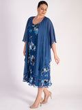 Bluebird Floral Print Silk Devore Sleeveless Dress