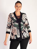 Blush/Ivory/Green Butterfly Print Jersey Cardigan with Contrast Trim