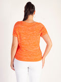 Orange Mélange Short Sleeve Knitted Cotton Top