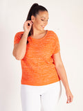 Orange Mélange Short Sleeve Knitted Cotton Top