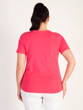 Coral Stretch V-Neck T-Shirt