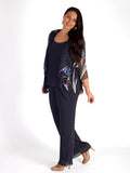Pewter Turquoise/Lime Iris Floral Print Devoree Contrast Layered Shrug