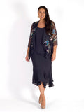 Pewter Turquoise/Lime Iris Floral Print Devoree Contrast Layered Shrug