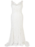 Ivory Scallop Lace Dress With Train