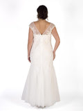 Ivory Lace Lined Bead/Emb Godet Tulle Wedding Dress