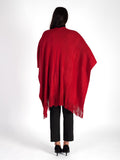 Ruby Knitted Wrap with Fringed Edging