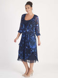 Dark Navy Bias Cut Chiffon Dress
