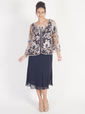 Dark Navy Bias Cut Chiffon Dress