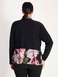 Black Jersey Shrug with Autumn Rose Mesh Trim